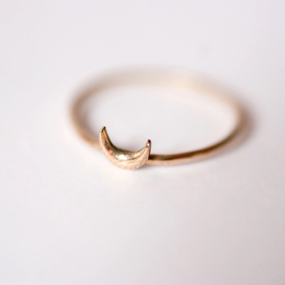 Sofia Zakia Crescent Moon Ring 14K Yellow Gold Size 6